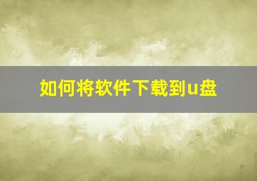 如何将软件下载到u盘