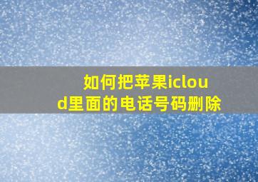 如何把苹果icloud里面的电话号码删除