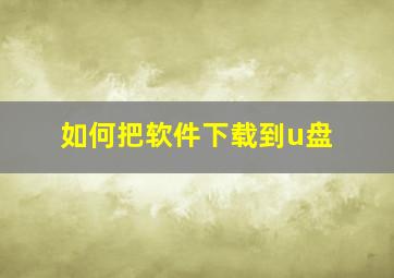 如何把软件下载到u盘