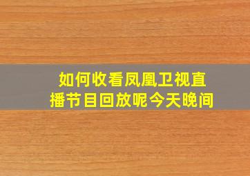 如何收看凤凰卫视直播节目回放呢今天晚间