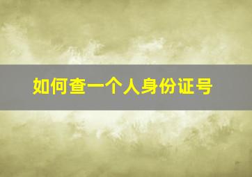 如何查一个人身份证号