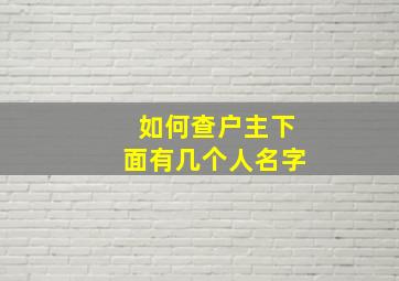 如何查户主下面有几个人名字