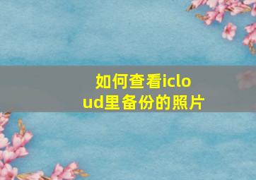 如何查看icloud里备份的照片