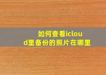 如何查看icloud里备份的照片在哪里