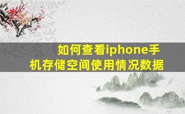 如何查看iphone手机存储空间使用情况数据