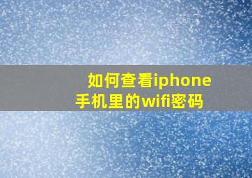 如何查看iphone手机里的wifi密码