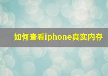 如何查看iphone真实内存