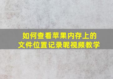 如何查看苹果内存上的文件位置记录呢视频教学