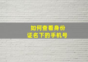 如何查看身份证名下的手机号