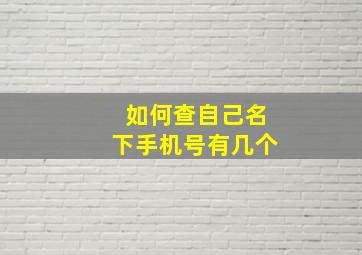 如何查自己名下手机号有几个