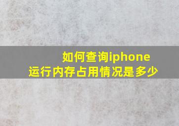 如何查询iphone运行内存占用情况是多少