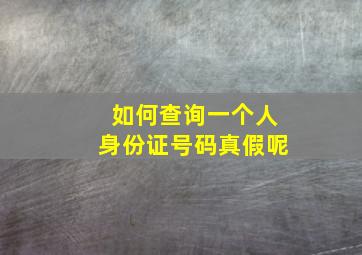 如何查询一个人身份证号码真假呢