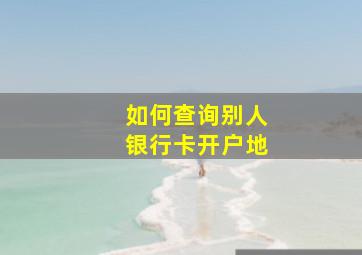 如何查询别人银行卡开户地