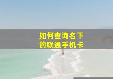 如何查询名下的联通手机卡