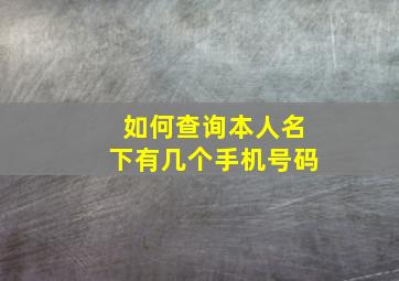 如何查询本人名下有几个手机号码