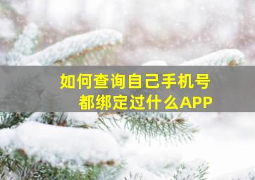 如何查询自己手机号都绑定过什么APP