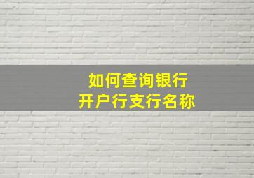 如何查询银行开户行支行名称