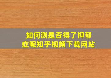 如何测是否得了抑郁症呢知乎视频下载网站