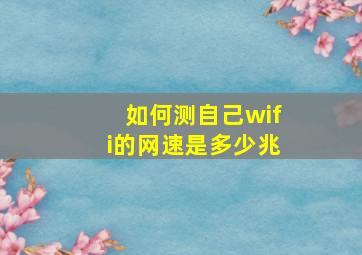 如何测自己wifi的网速是多少兆