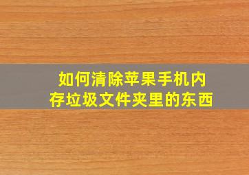 如何清除苹果手机内存垃圾文件夹里的东西