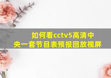 如何看cctv5高清中央一套节目表预报回放视屏