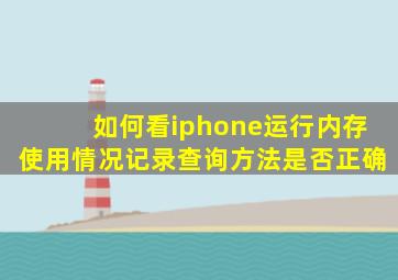 如何看iphone运行内存使用情况记录查询方法是否正确