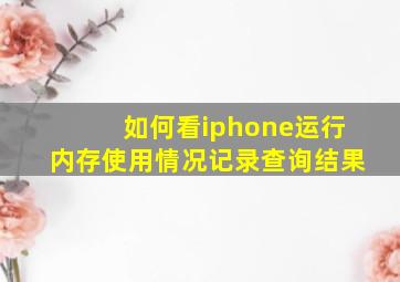 如何看iphone运行内存使用情况记录查询结果