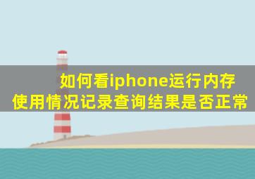 如何看iphone运行内存使用情况记录查询结果是否正常