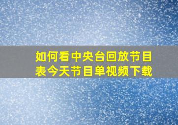 如何看中央台回放节目表今天节目单视频下载