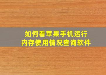 如何看苹果手机运行内存使用情况查询软件