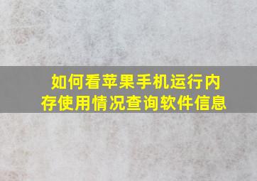 如何看苹果手机运行内存使用情况查询软件信息