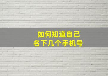 如何知道自己名下几个手机号