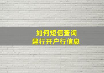 如何短信查询建行开户行信息