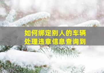 如何绑定别人的车辆处理违章信息查询到