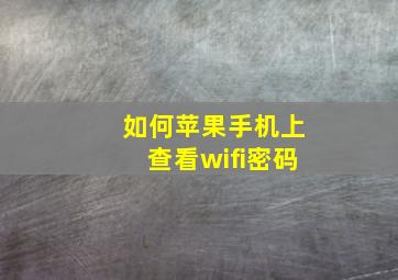 如何苹果手机上查看wifi密码