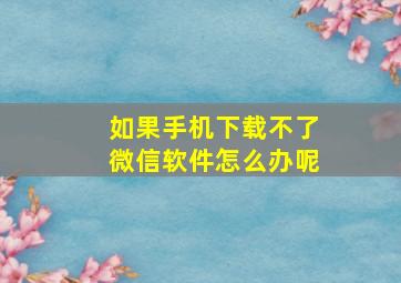 如果手机下载不了微信软件怎么办呢