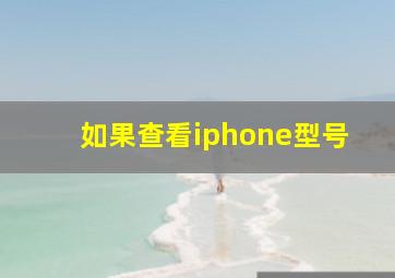 如果查看iphone型号