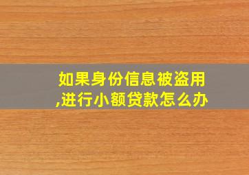 如果身份信息被盗用,进行小额贷款怎么办