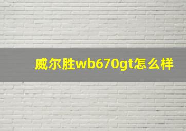 威尔胜wb670gt怎么样