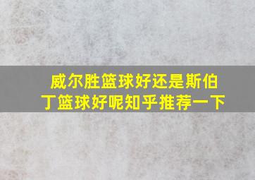 威尔胜篮球好还是斯伯丁篮球好呢知乎推荐一下