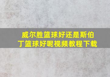 威尔胜篮球好还是斯伯丁篮球好呢视频教程下载