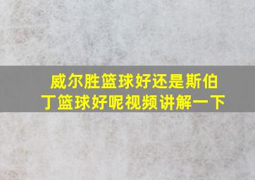 威尔胜篮球好还是斯伯丁篮球好呢视频讲解一下