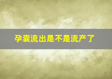 孕囊流出是不是流产了