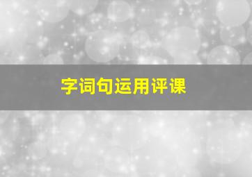 字词句运用评课