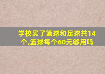 学校买了篮球和足球共14个,篮球每个60元够用吗