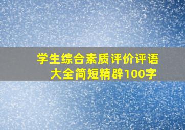 学生综合素质评价评语大全简短精辟100字