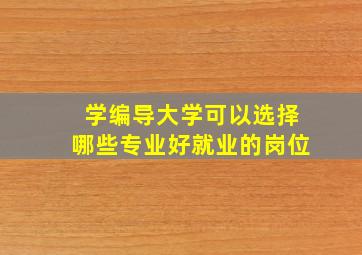 学编导大学可以选择哪些专业好就业的岗位