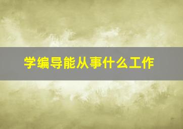 学编导能从事什么工作