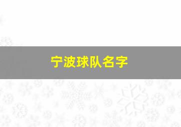 宁波球队名字