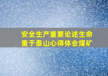 安全生产重要论述生命重于泰山心得体会煤矿